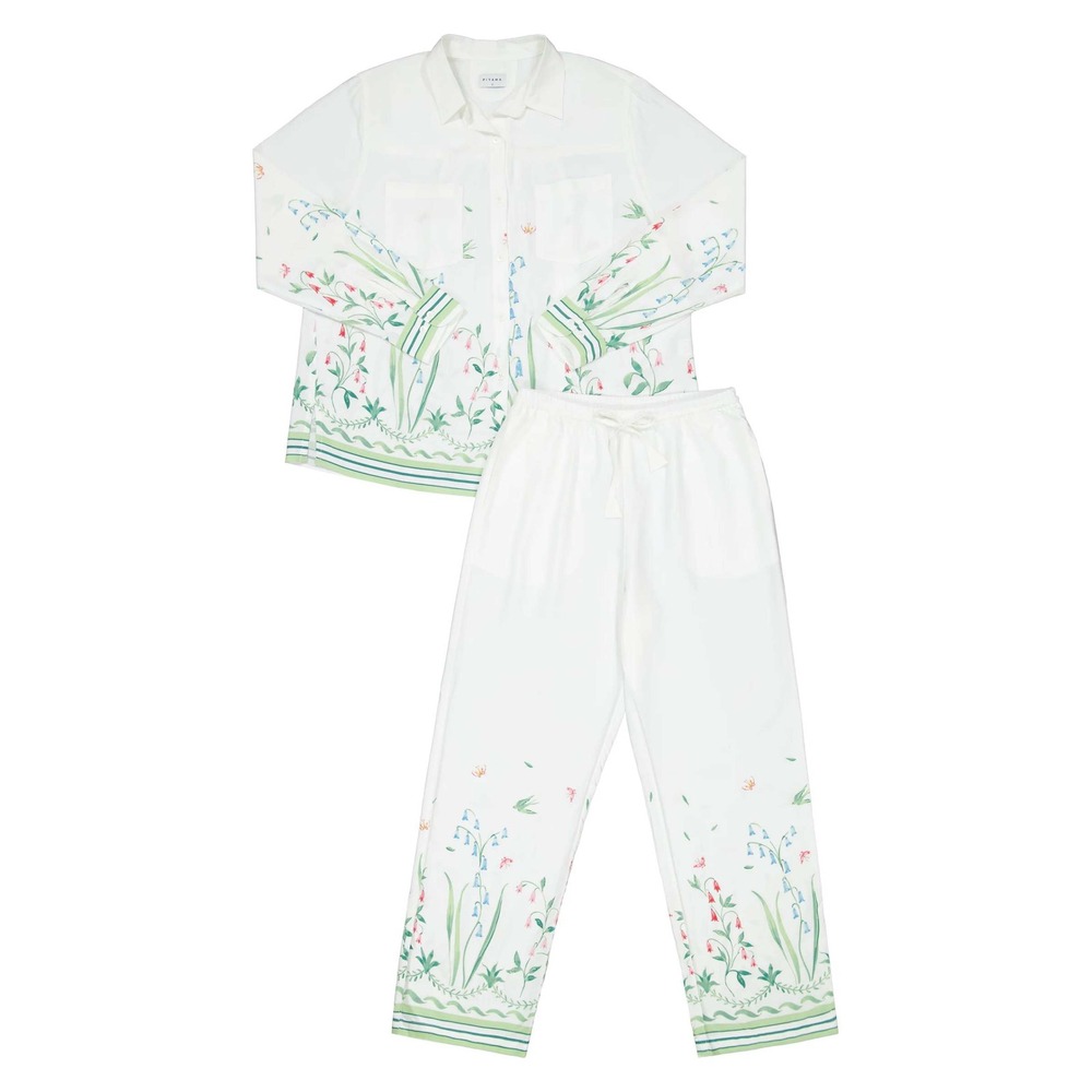 Piyama Marlon Long Sleep Set Botanic Floral Pajamas White XL New‎ With Tags